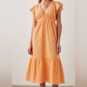 Rails Tina eyelet lace midi dress Ladies size small Marigold orange